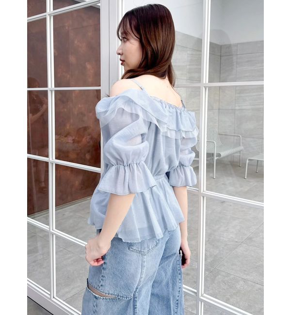 dazzlin「シアーペプラムボリュームオフショルトップス」|シャツ・ブラウス|