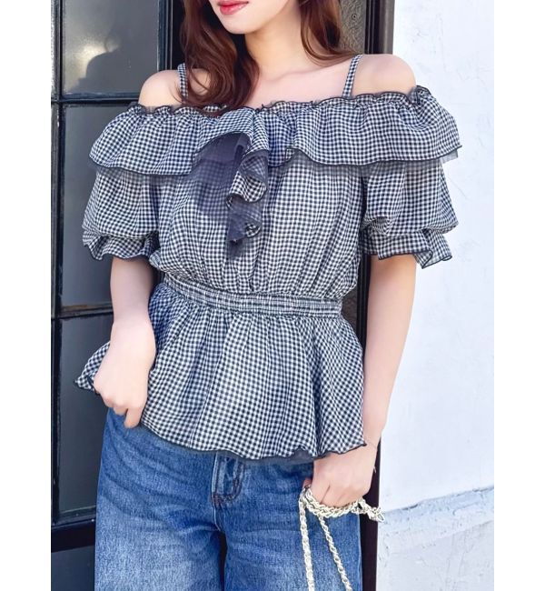 dazzlin「シアーペプラムボリュームオフショルトップス」|シャツ・ブラウス|