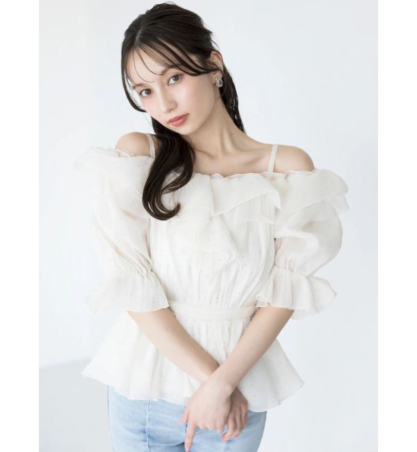 dazzlin「シアーペプラムボリュームオフショルトップス」|シャツ・ブラウス|