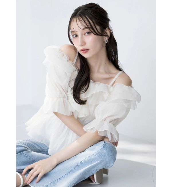 dazzlin「シアーペプラムボリュームオフショルトップス」|シャツ・ブラウス|