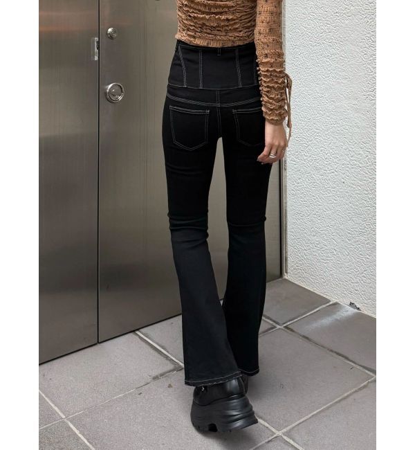 EMODA「スーパーハイウエストフレアパギンス」|デニム|