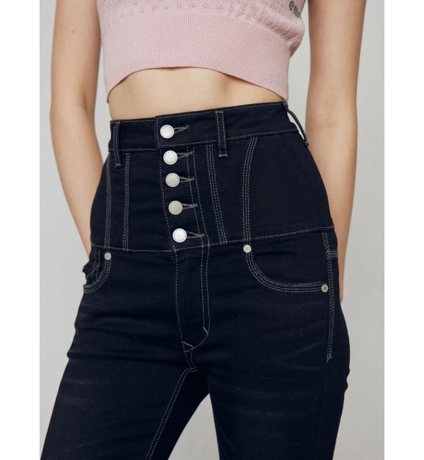 EMODA「スーパーハイウエストフレアパギンス」|デニム|