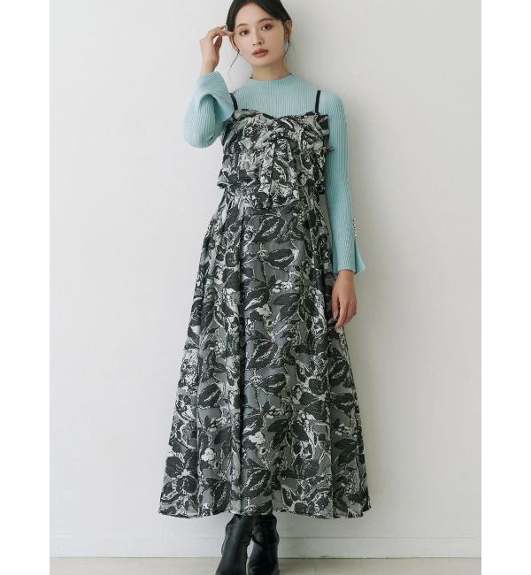 MERCURYDUO「ジャカードバックレースアップキャミワンピース」|ワンピース|ブラック