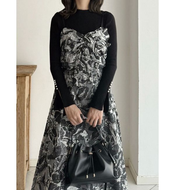 MERCURYDUO「ジャカードバックレースアップキャミワンピース」|ワンピース|