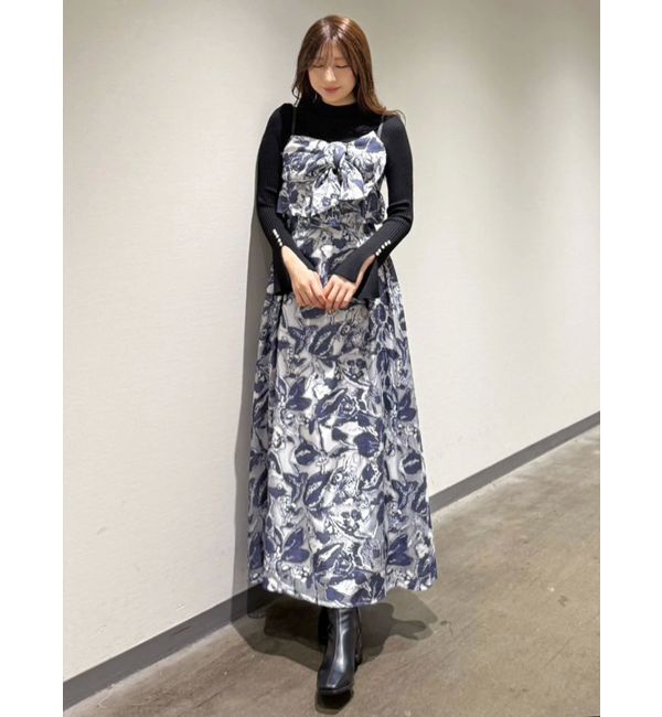 MERCURYDUO「ジャカードバックレースアップキャミワンピース」|ワンピース|