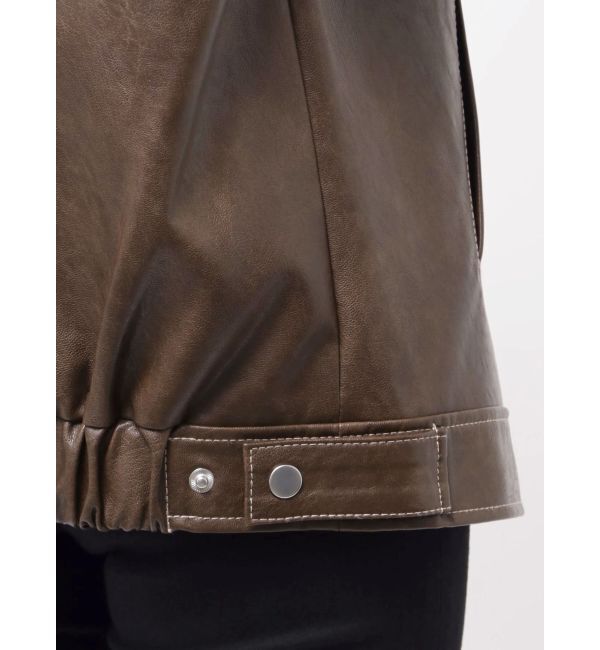 MURUA「スタンドネックフェイクレザージャケット」|ブルゾン・スタジャン|