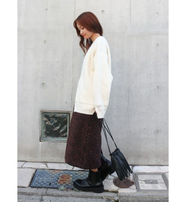 Ungrid「アンゴラ混ジップニットカーデ」|カーディガン|