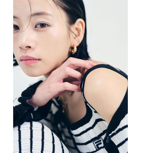 LAGUNAMOON「【FILA別注】ドライタッチバイカラーフリルデザインニットカーディガン」|カーディガン|