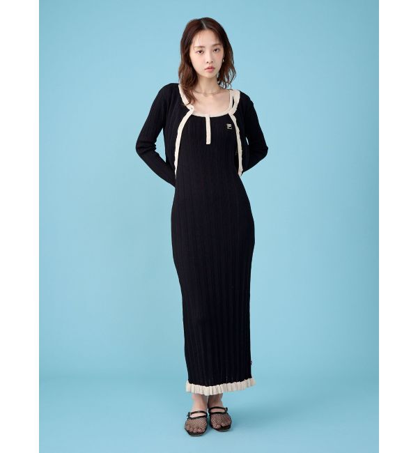 LAGUNAMOON「【FILA別注】ドライタッチバイカラーフリルデザインニットカーディガン」|カーディガン|