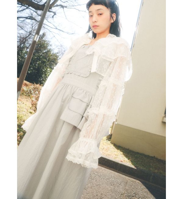 merry jenny「レースアップリケエプロンワンピース」|ワンピース|