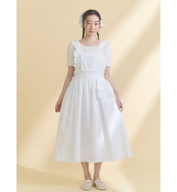 merry jenny「レースアップリケエプロンワンピース」|ワンピース|