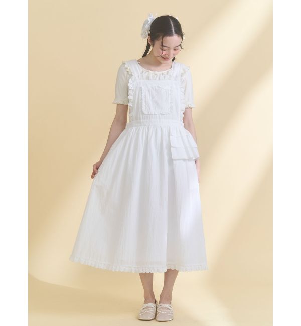 merry jenny「レースアップリケエプロンワンピース」|ワンピース|