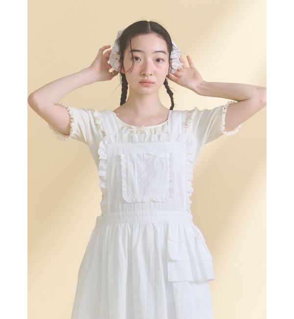merry jenny「レースアップリケエプロンワンピース」|ワンピース|