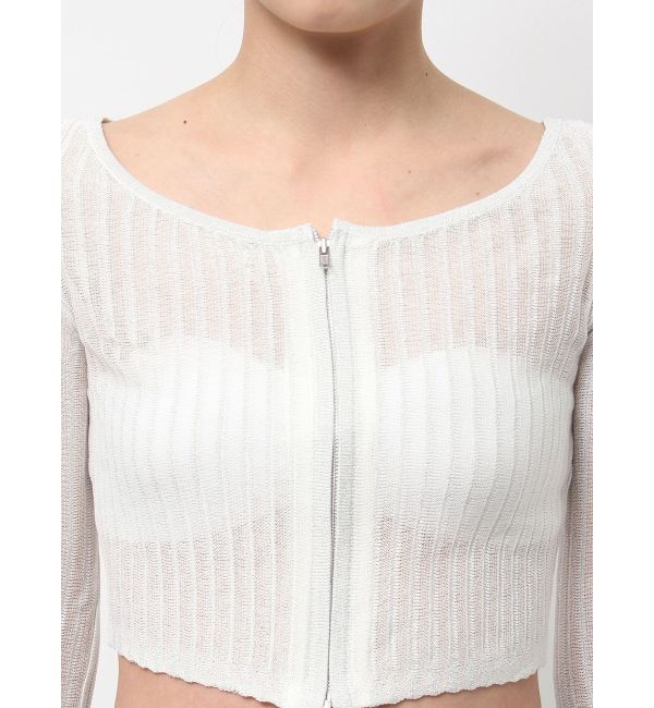 GYDA「ラメシアーオフショルショートニットカーディガン」|カーディガン|