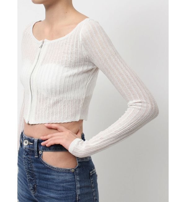 GYDA「ラメシアーオフショルショートニットカーディガン」|カーディガン|