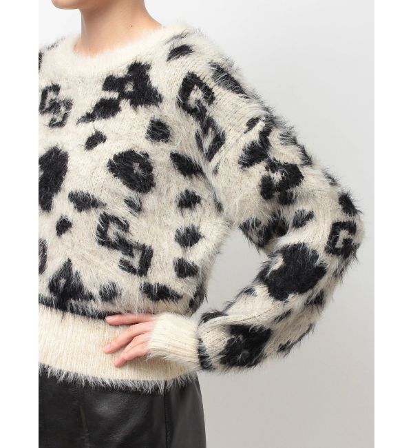 GYDA「GG Leopardシャギーショートニットトップス」|ニット・セーター|