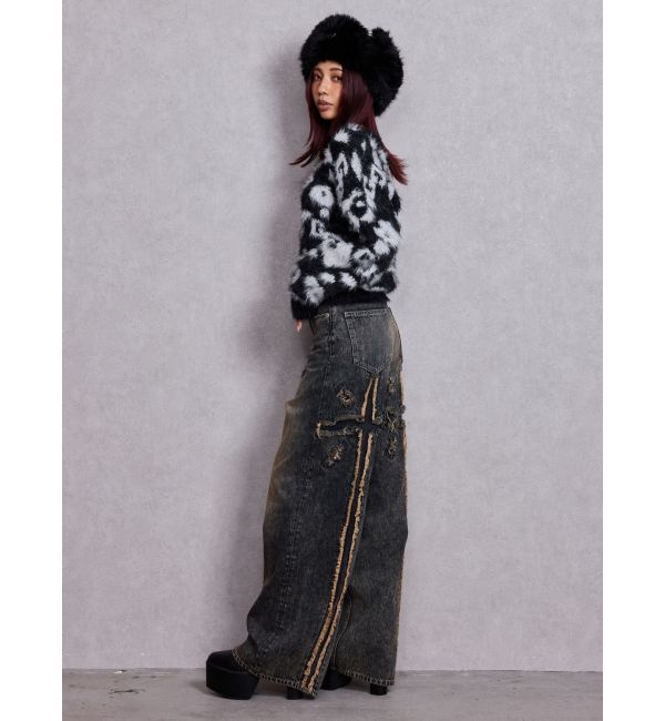 GYDA「GG Leopardシャギーショートニットトップス」|ニット・セーター|