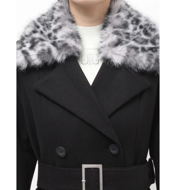 GYDA「ベルト付タイトエコファーロングコート」|チェスターコート|