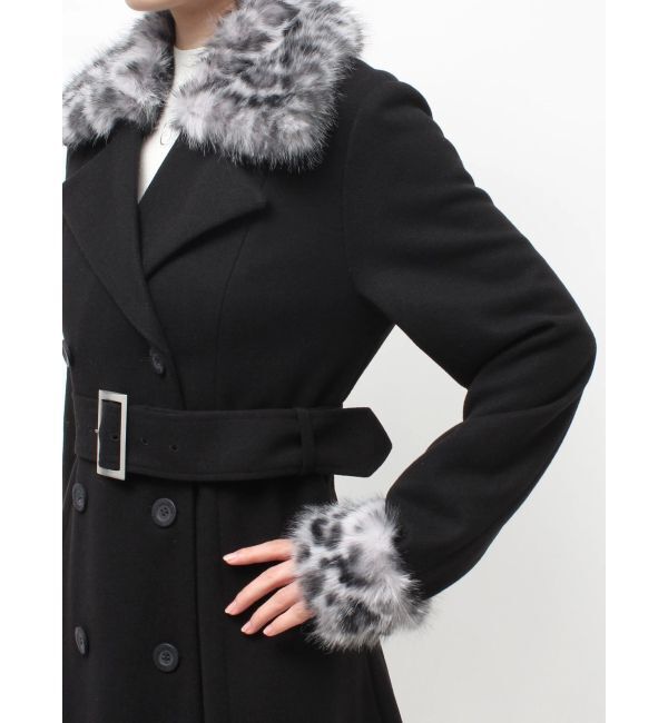 GYDA「ベルト付タイトエコファーロングコート」|チェスターコート|