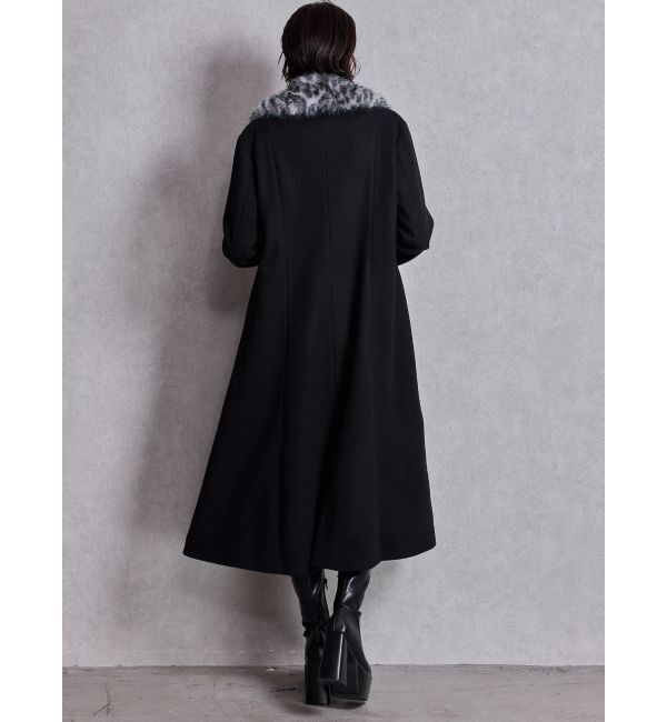 GYDA「ベルト付タイトエコファーロングコート」|チェスターコート|