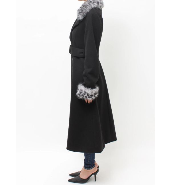 GYDA「ベルト付タイトエコファーロングコート」|チェスターコート|