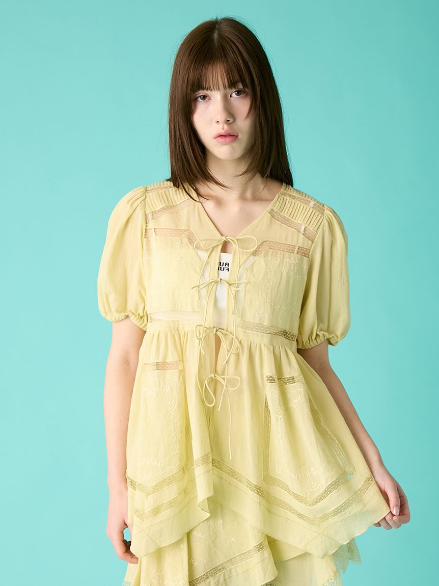 FURFUR「ハンカチ刺繍チュニックブラウス」|シャツ・ブラウス|