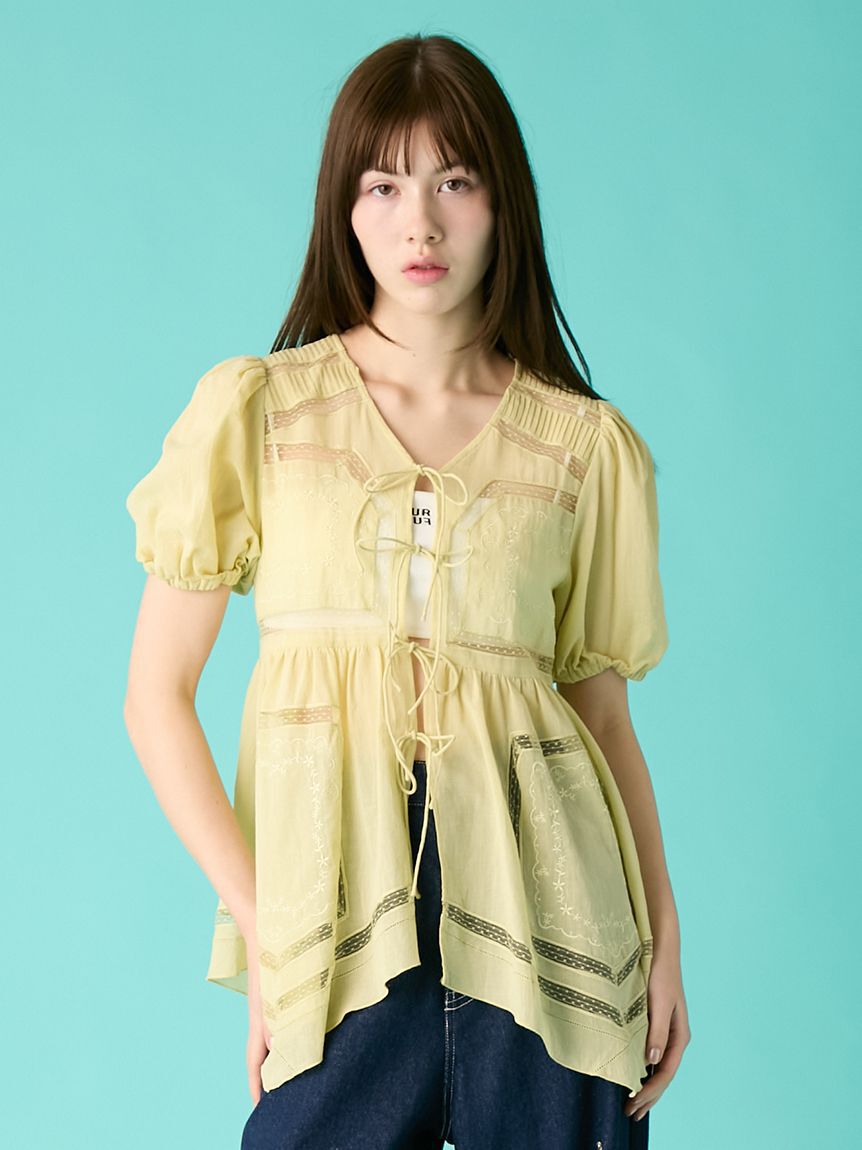 FURFUR「ハンカチ刺繍チュニックブラウス」|シャツ・ブラウス|LIME