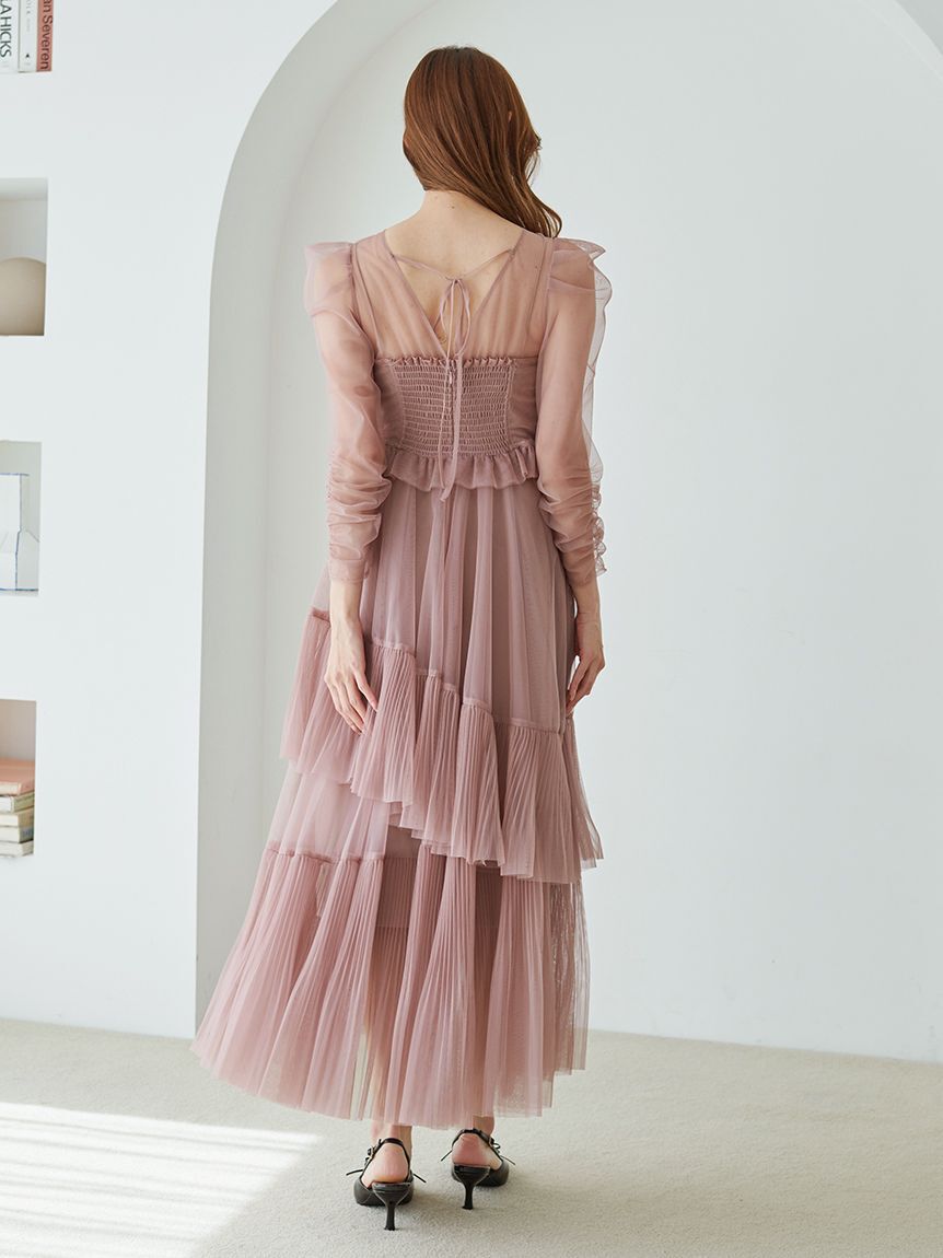 SNIDEL「Sustainableティアードチュールドレス」|ドレス|