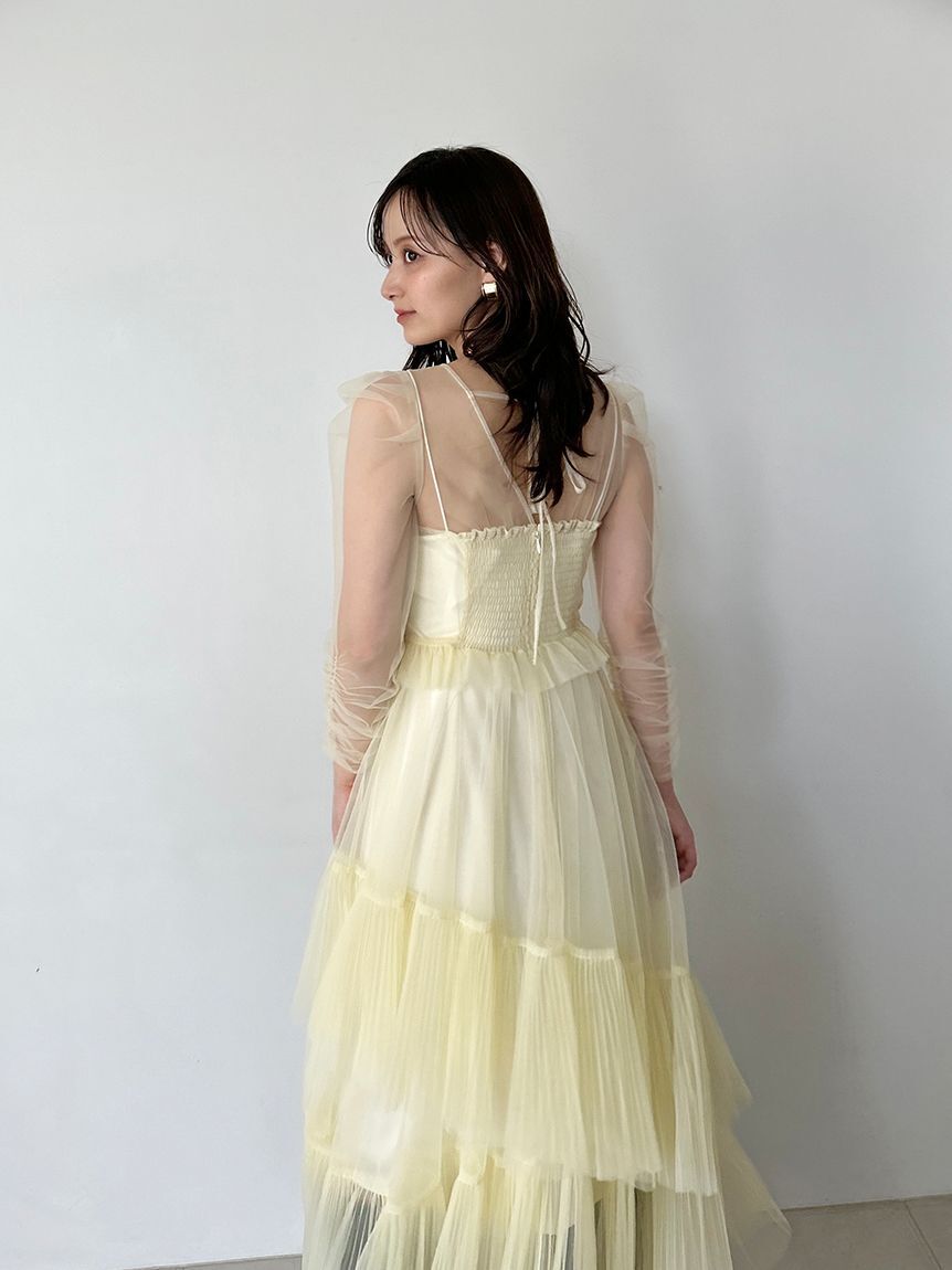 SNIDEL「Sustainableティアードチュールドレス」|ドレス|