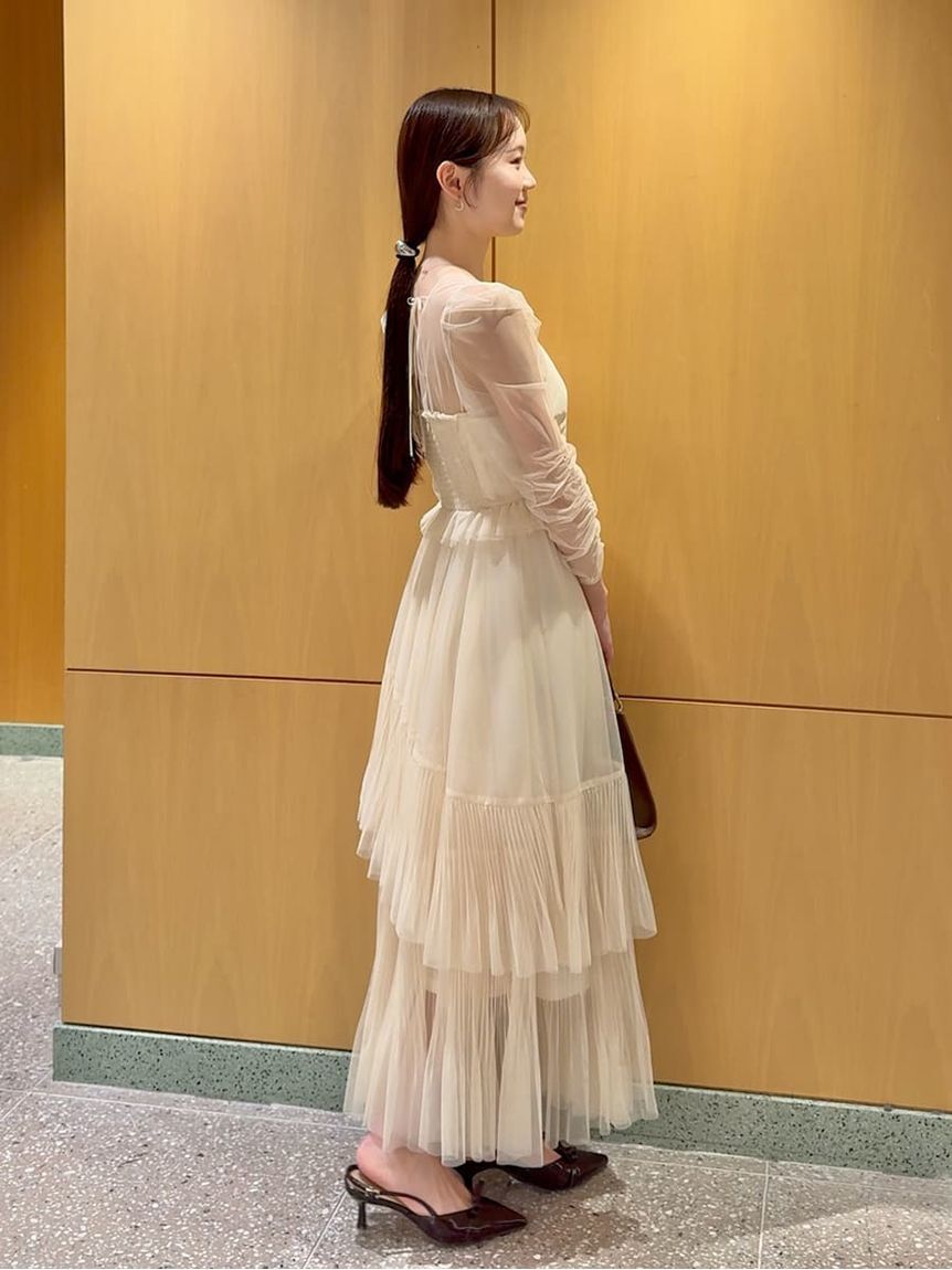 SNIDEL「Sustainableティアードチュールドレス」|ドレス|