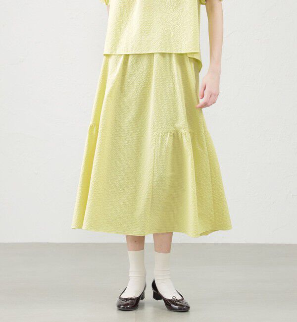 MACKINTOSH PHILOSOPHY「メッシュサッカーサイドギャザースカート」|スカート|イエロー
