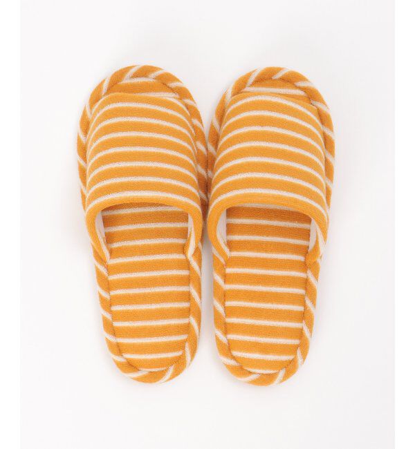 TOKYO DESIGN CHANNEL「パイルボーダー外縫いスリッパ」|ルームシューズ|イエロー