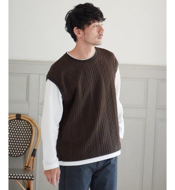 ikka「フクレジャガードフェイクベストロンT」|Tシャツ・カットソー|