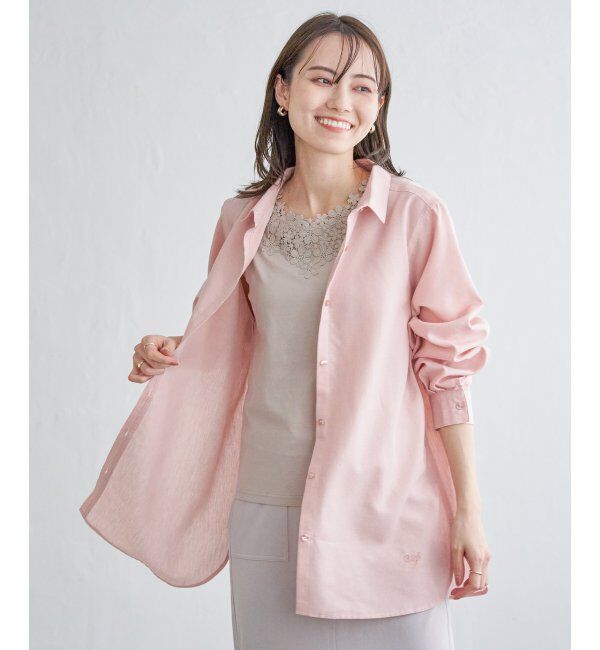 ikka「フレンチリネンMIX裾刺繍シャツ」|シャツ・ブラウス|
