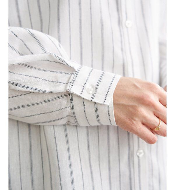 ikka「フレンチリネンMIX裾刺繍シャツ」|シャツ・ブラウス|