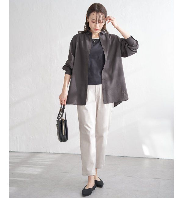 ikka「フレンチリネンMIX裾刺繍シャツ」|シャツ・ブラウス|