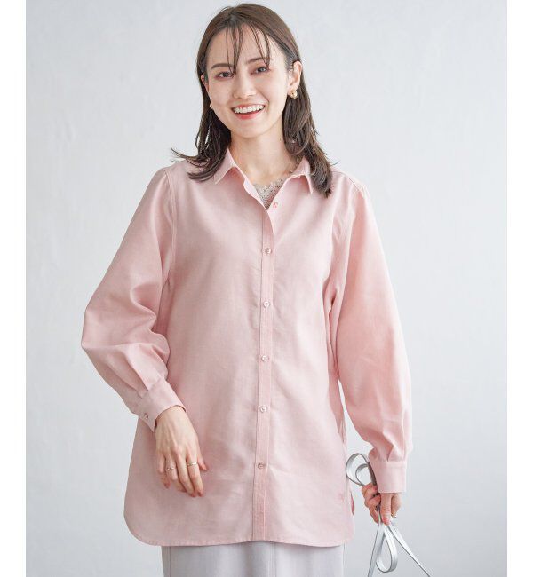 ikka「フレンチリネンMIX裾刺繍シャツ」|シャツ・ブラウス|