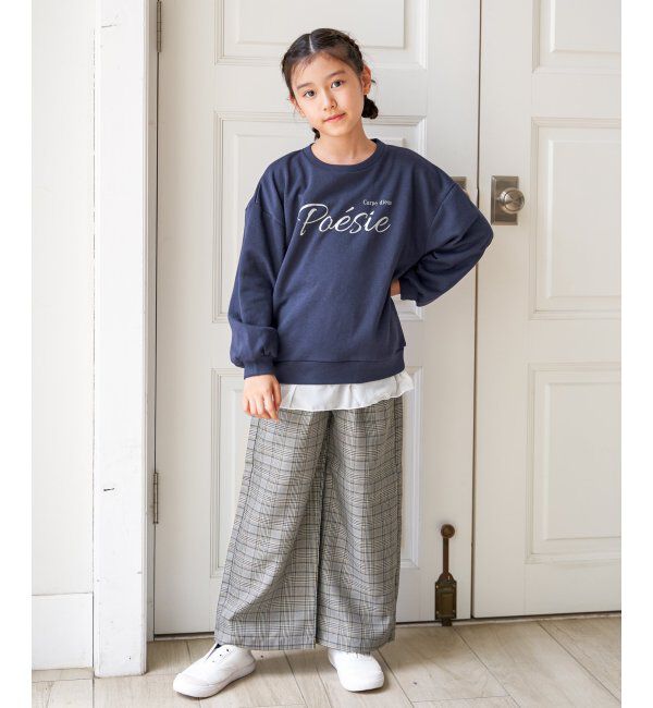 ikka kids「【親子コーデ】裾シフォン箔ロゴプルオーバー（120~160cm）」|Tシャツ・カットソー|
