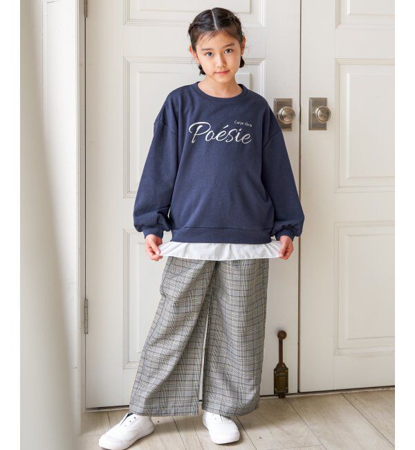 ikka kids「【親子コーデ】裾シフォン箔ロゴプルオーバー（120~160cm）」|Tシャツ・カットソー|