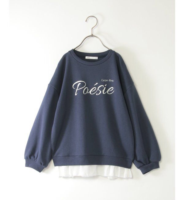 ikka kids「【親子コーデ】裾シフォン箔ロゴプルオーバー（120~160cm）」|Tシャツ・カットソー|