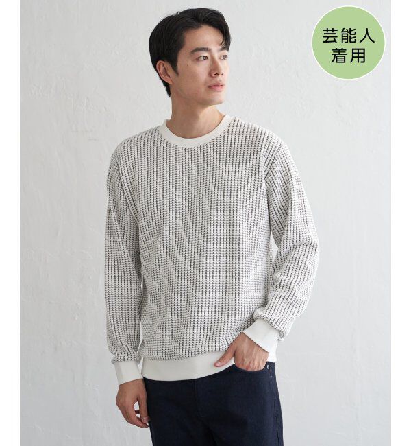 ikka「ビッグワッフルクルーネックプルオーバー」|パーカー|ホワイト