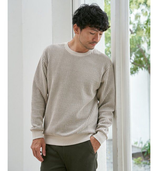 ikka「ビッグワッフルクルーネックプルオーバー」|パーカー|