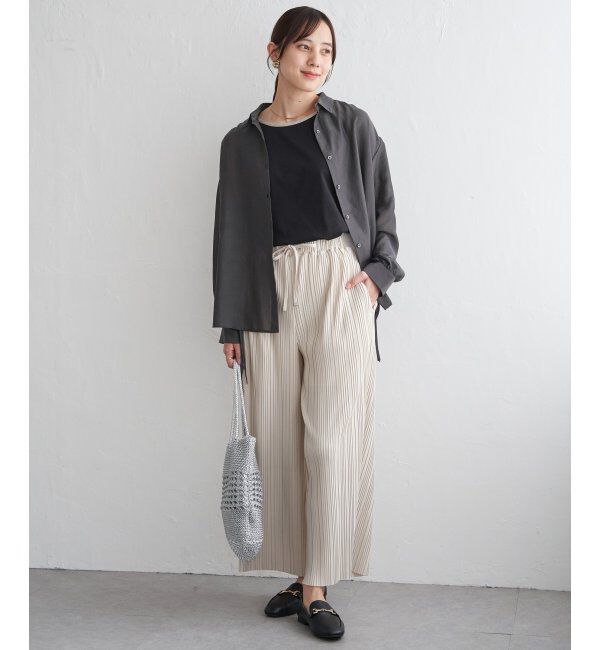 ikka「サテン／ドビーサイドリボンシャツ」|シャツ・ブラウス|