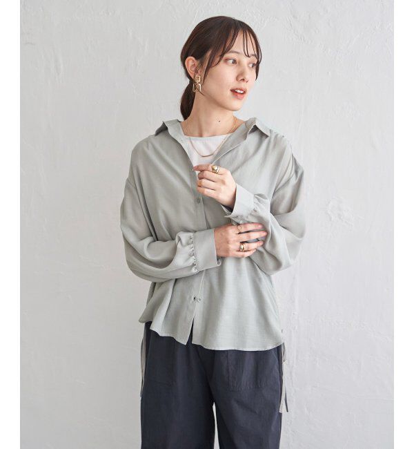 ikka「サテン／ドビーサイドリボンシャツ」|シャツ・ブラウス|