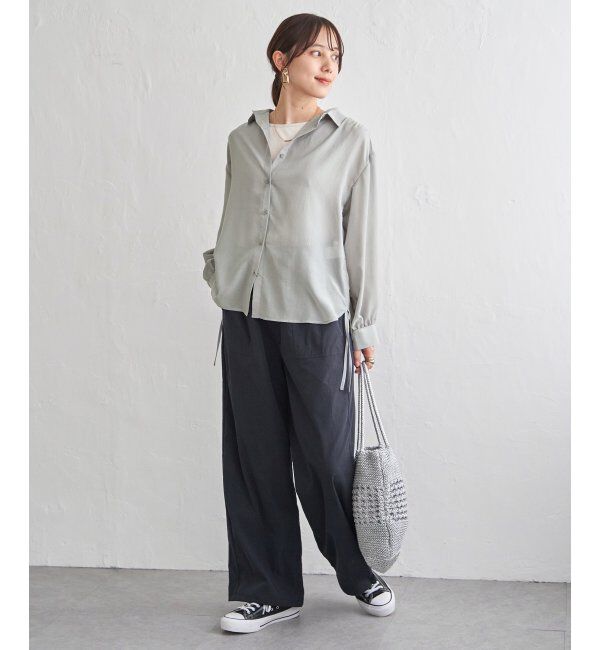 ikka「サテン／ドビーサイドリボンシャツ」|シャツ・ブラウス|