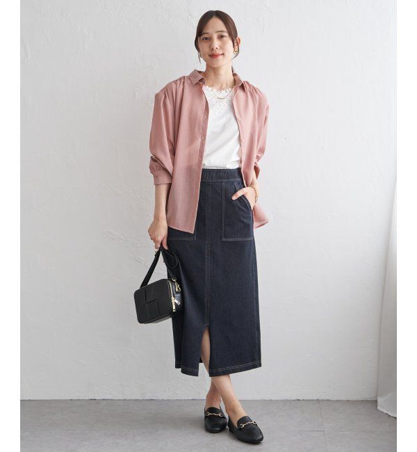 ikka「サテン／ドビーサイドリボンシャツ」|シャツ・ブラウス|