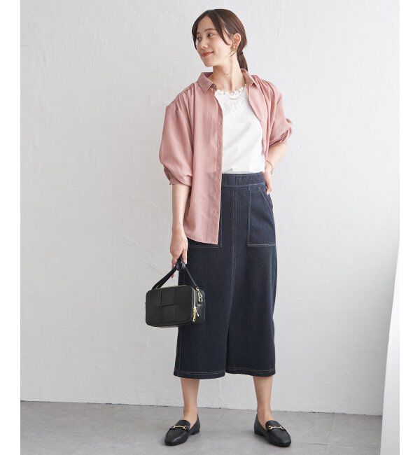 ikka「サテン／ドビーサイドリボンシャツ」|シャツ・ブラウス|
