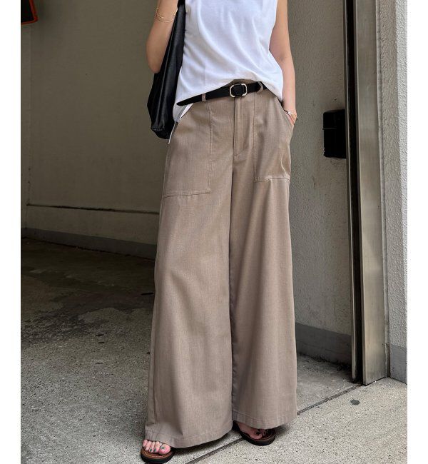 Lbc with Life「リネン混ベイカーワイドパンツ」|その他|ベージュ