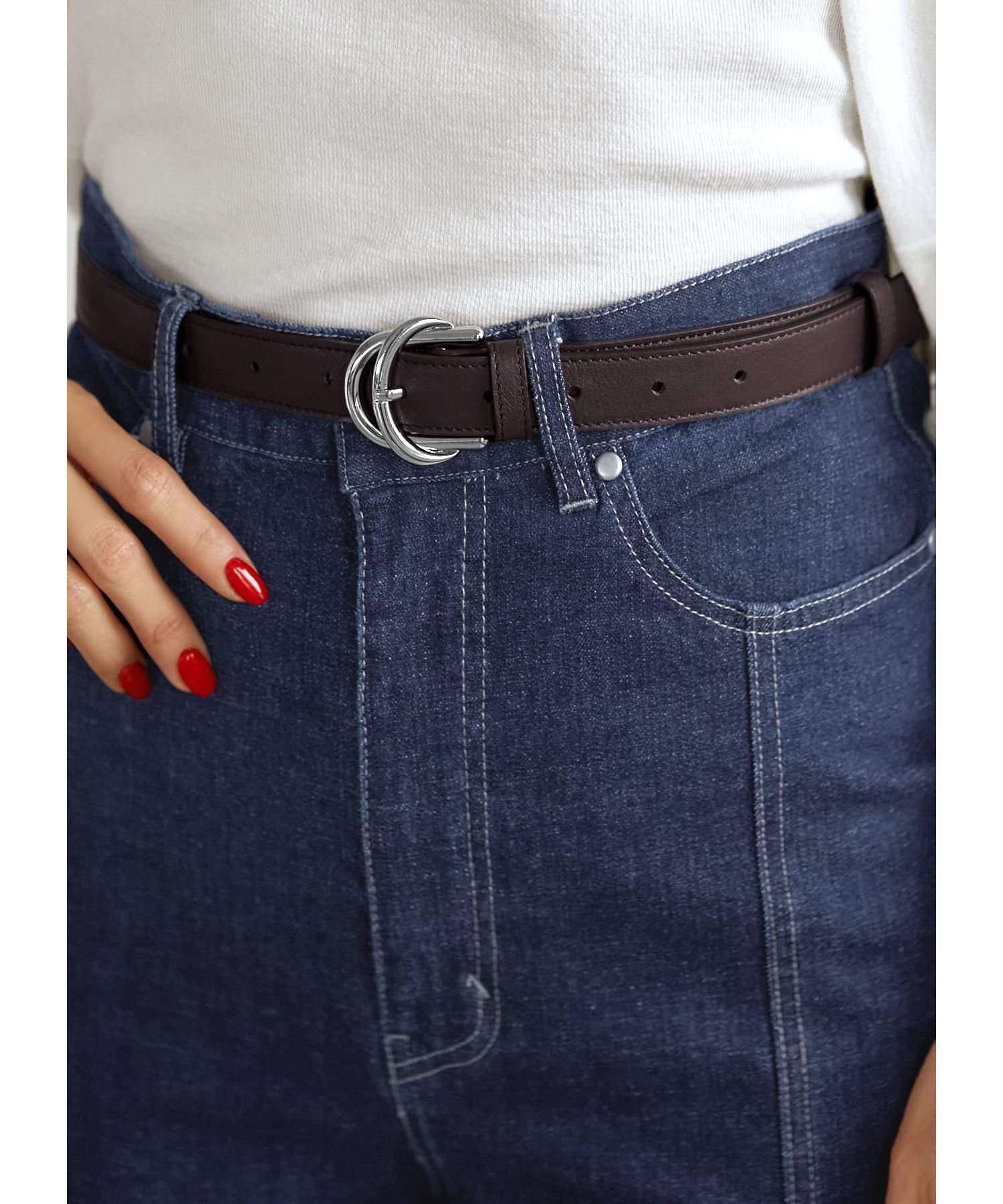 STYLE DELI「20mmダブルリングレザーベルト／SV金具」|ベルト|ダークブラウン