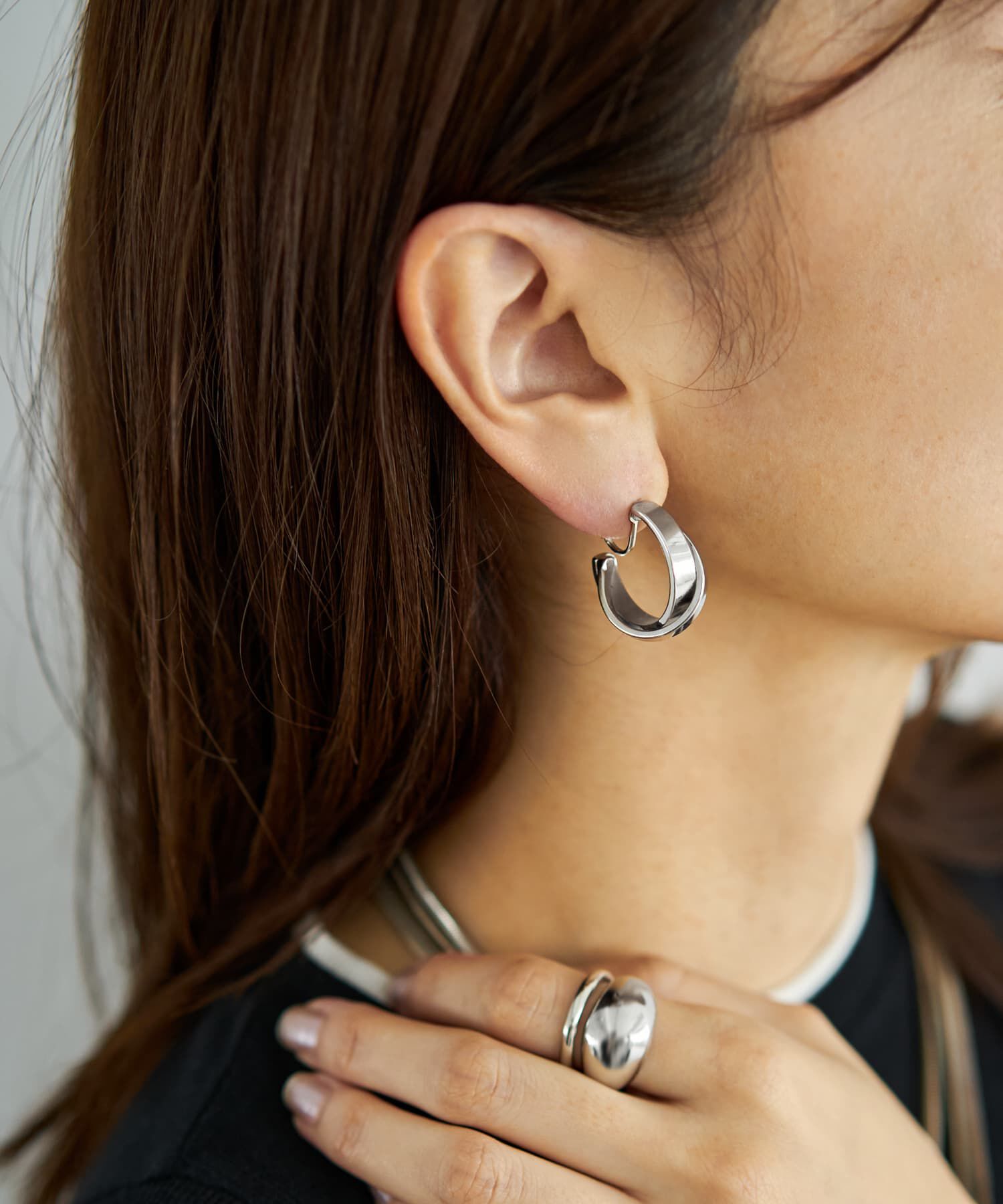 STYLE DELI「スライドダブルフープイヤリング」|イヤリング|